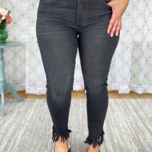 Frayed Hem Black Judy Blue Jeans